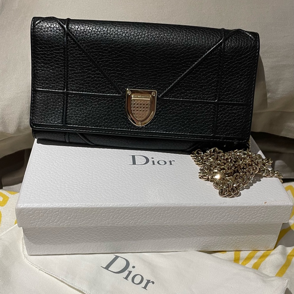 CHRISTIAN DIOR Diorama wallet on chain bag - black